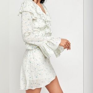 Free People Women's Sweetest Thing Ruffle Sleeve Mini Dress White size small